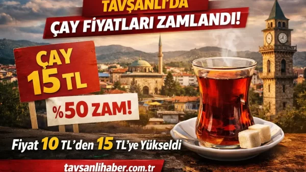 Tavşanlı'da çay fiyatlarına gelen zam sonrası kahvehanede ince belli bardakta servis edilen sıcak çay