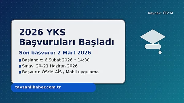 2026 YKS başvuruları başladı – son gün 2 Mart 2026 | tavsanlihaber.com.tr